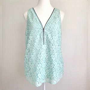 Pastel Blue Sleeveless Lace Tunic Top